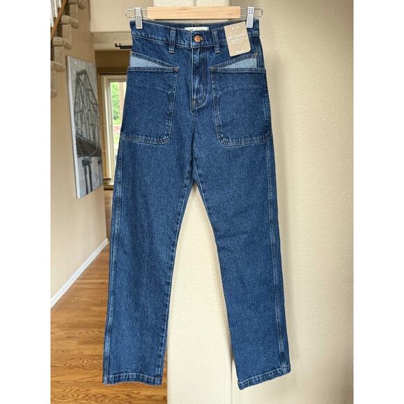 NEW! Madewell 90's Straight High Rise Dark Wash Pocket Jeans 24 or 0 MSRP $148 - Picture 1 of 9